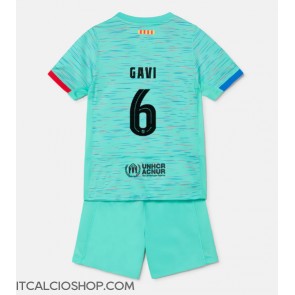 Barcelona Paez Gavi #6 Terza Maglia Bambino 2023-24 Manica Corta (+ Pantaloni corti)